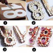 9入組0-8編號蛋糕模，直徑8/10英寸，蛋糕裝飾工具製作DIY生日蛋糕，甜點及烘焙配件 - 白色 - 查看 7