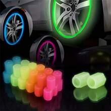Universal 4pcs Luminous Valve Stem Caps - Waterproof, Glowing Car & Bike Tire Decor, Nighttime Visibility