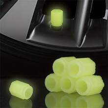 Universal 4pcs Luminous Valve Stem Caps - Waterproof, Glowing Car & Bike Tire Decor, Nighttime Visibility