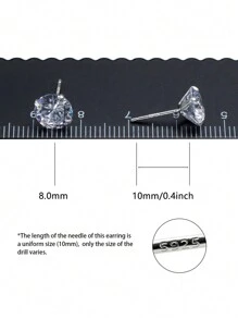 2pcs 925 Sterling Silver Round Cubic Zirconia Stud Earrings (1.5mm/2.0mm/2.5mm/3mm/4mm/5mm/6mm/7mm/8mm) Ideal Gift For Valentine's Day, Women & Girlfriend