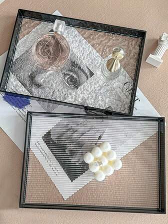 1 件装亚克力透明波浪条纹储物托盘圣诞礼物