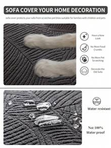 1pc Elastic Thick Sofa Cushion Cover, Dark Grey Anti-Splash All-Inclusive Four Seasons Universal Sofa Cover, Dustproof And Dirt-Resistant, Machine Washable, Suitable For L-Shaped Sofas And 1/2/3/4-Seat Sofas