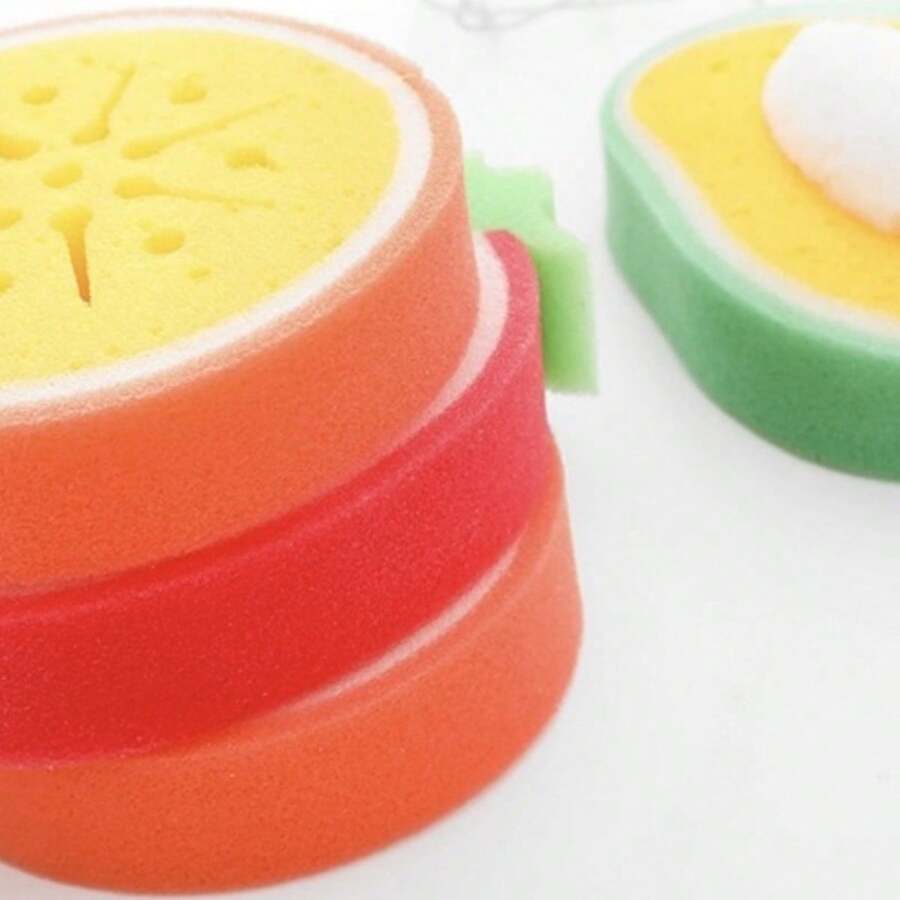 Kitchen Utensils, Thick Fruit Pattern Sponge Scrub, MultiFunctional