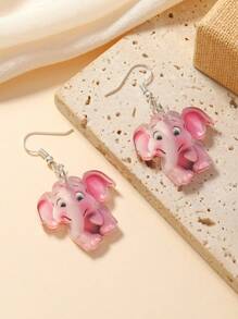 1 đôi Phim hoạt hình dễ thương Thiết kế Tất cả phù hợp Acrylic Màu hồng Hình con voi Dangle Hoa tai Đối với phụ nữ , Hoàn hảo Đối với Lễ hội , Buổi tiệc Và Mặc hàng ngày - Nhiều màu - Xem 4