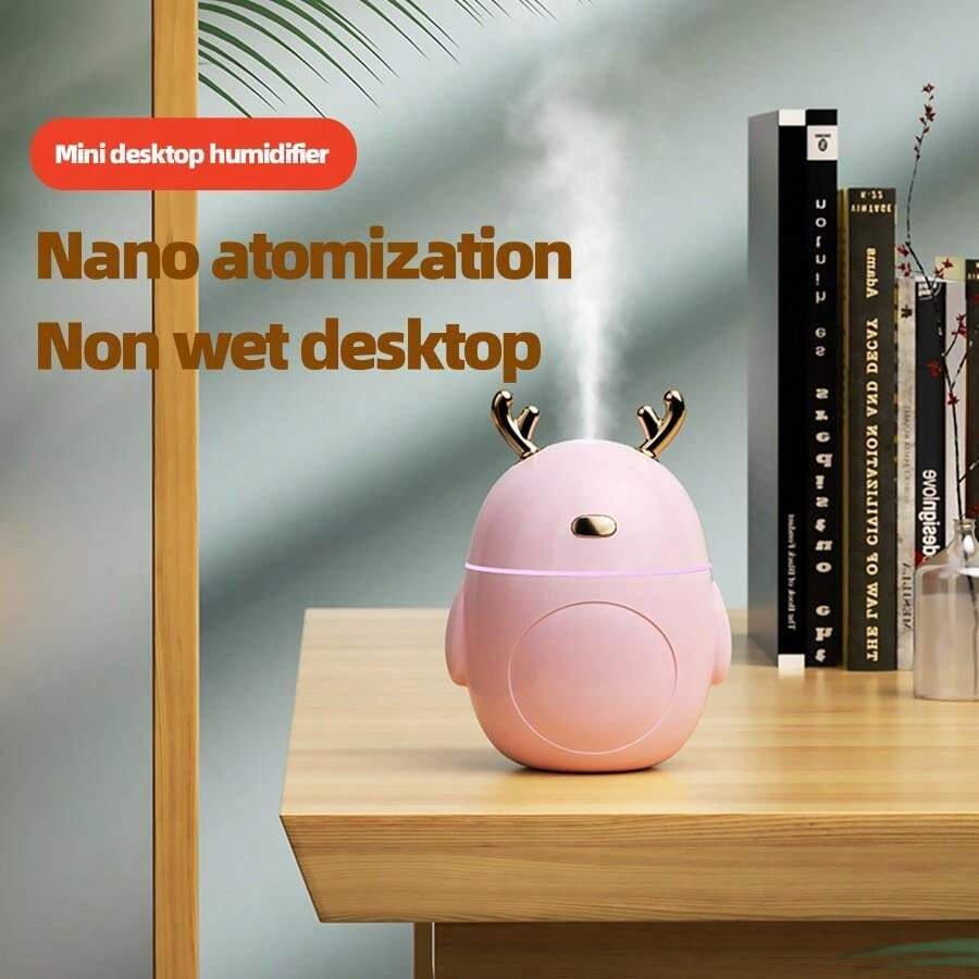 Cute Deer Mini Desktop Humidifier With Low Noise & Large Mist, Suitable For Bedroom, Dorm, Office, Help Moisturize Skin And Purify Air - Baby Pink - View 1