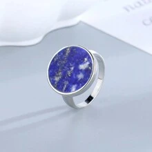1pc Vintage Texture Natural Stone 15mm Round Center Ring - Round - View 19