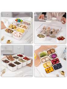 Divided Serving Tray With Lid And Handle - Snackle Box Charcuterie Container For Portable Snack Platters - Clear Organizer For Candy, Fruits, Nuts, Snacks - Perfect For Party, Entertaining,Kitchen,Christmas Gift - Storage Box With Lid - View 5