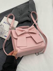 1pc Simple Butterfly Decorated Flip Multi-Functional Backpack, Suitable For Women For Daily Use, School Supplies,School Backpack,Back To School,Lightweight,Portable,Cute,Classic Casual, Suitable For Teen Girls Women College Students, Perfect For Back To School,College,Shopping Valentines - Pink - View 4