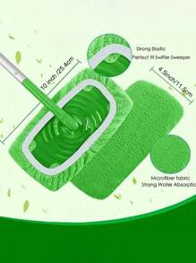 8/4/6/1pc, Microfiber Cleaning Mop Replacement Pad, Compatible With Sweeper, Flat Floor Mop Cloth, Washable Replacement Mop Cloth, Wet And Dry Use, Easy To Clean, Cleaning Supplies, Back To School Supplies - Green - View 8