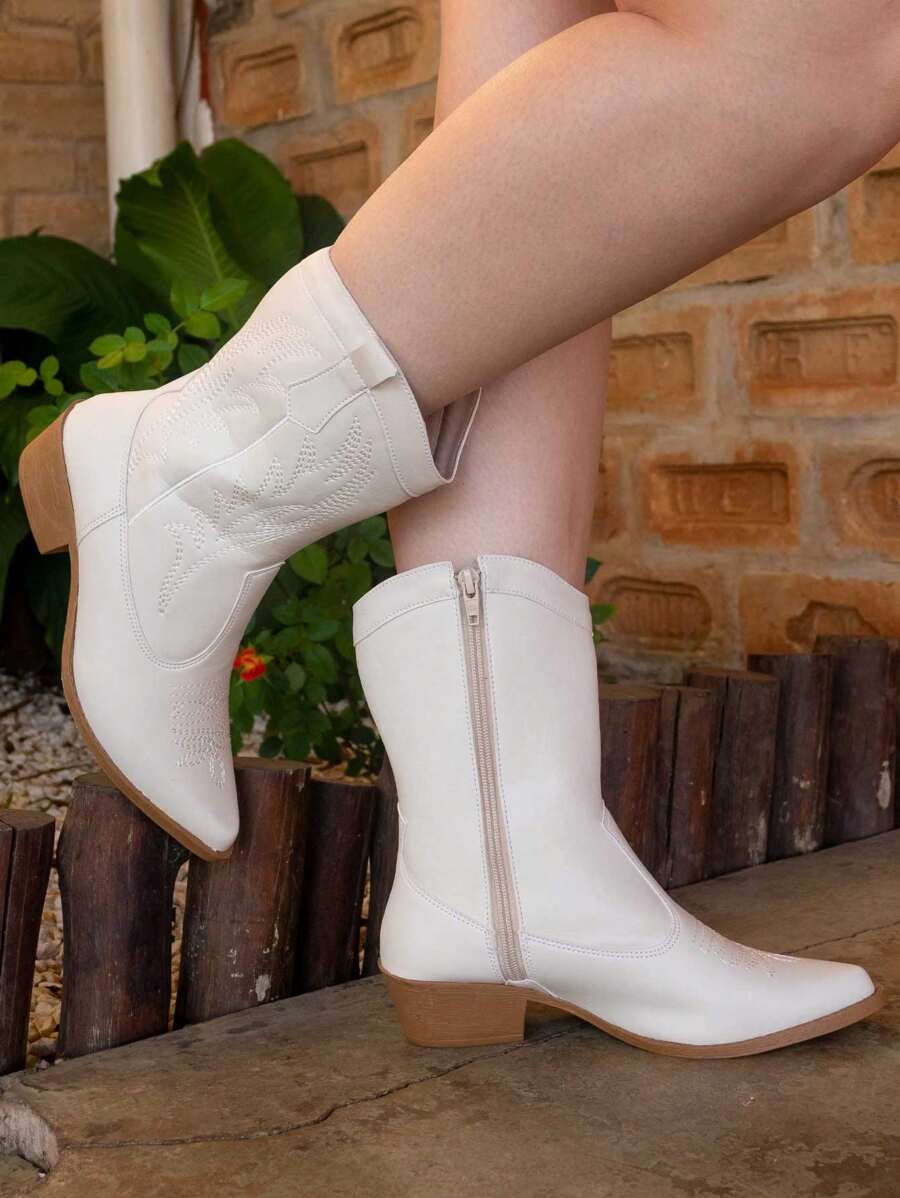 Women Mid-Calf Boots - Champagne - View 1