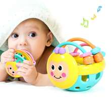 Manhattan Ball Toy For Infants Grasping Toys Rattles And Teethers Baby Toys 6M+Baby's Favorite Gift (Random Accessory Color)