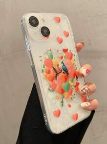 1pc Couple Bird & Heart Design Transparent Thick Shockproof Phone Case Compatible With IPhone 15/14/13/12/11pro Max