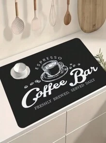1pc Coffee Mat Coffee Bar Mat Absorbent Non Slip Coffee Mat For Countertops Coffee Bar Accessories Coffee Dish Drying Mat For Coffee Station Waterproof