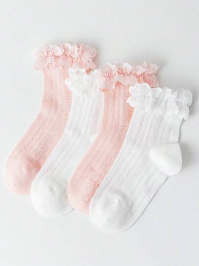 2 pares de calcetines cortos de malla con alas de mariposa de encaje de unicolor para niñas, adecuados para la escuela, el campus, la nueva temporada escolar, el regreso a la escuela, un estilo casual simple, suaves y transpirables, adecuados para la vida diaria, deportes casuales, temporada de regreso a la escuela, regalos festivos, viajes, a juego con vestidos de princesa