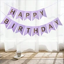 1set Gold Foil Happy Birthday Banner, Birthday Party Decorations, Triangle Flag Bunting For Party Props And Supplies,Christmas