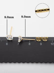 2入組925純銀圓形立方氧化鋯耳釘(1.5mm/2.0mm/2.5mm/3mm/4mm/5mm/6mm/7mm/8mm）,是女孩 / 女友的絕妙情人節禮物 - 金色 - 查看 10