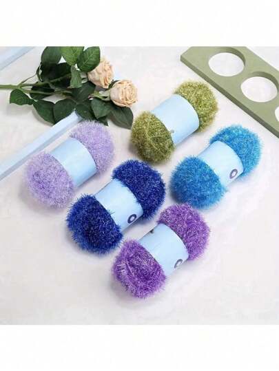 1pc Hand-Knitted DIY Doll Golden Silk Thread Bag - Colorful Glass Silk Woolen Thread - 1.7oz Summer, School