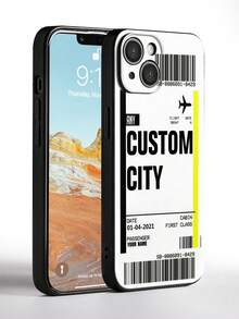 1 件定制姓名、日期和城市手机壳、TPU iPhone 手机壳、定制旅行 iPhone 手机壳、机票风格手机壳、手机防震保护、iPhone 系列、适用于 iPhone Pro /Pro Max/X/XR/XS/XS Mini/Max 的手机壳、适合家人、朋友、祖父母、情侣、宠物爱好者的礼物，适合圣诞节、万圣节、冬季、舞会、秋季手机壳、手机保护套、手机配件 - 彩色 - 查看 4
