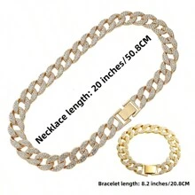 3pcs Necklace Bracelet Quartz Watch Set, Boxed Men's Gift - Multicolor - View 9