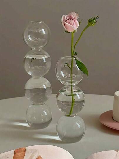 1pc Hydroponic Glass Flowerpot, Transparent able Interior ation Birthday Graduation Home Vase Room Flower view 7