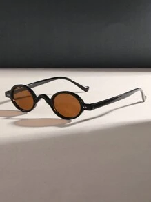 نظارات شمسية أنيقة بإطار أسود عدسات بنية بتصميم دائري بيضاوي كلاسيكي عصري، مثالية للحفلات والسفر والارتداء اليومي، إكسسوارات شاطئية للنساء، حفلات هالوين، نزهات العائلة، رحلات الصيف، السفر والعطلات