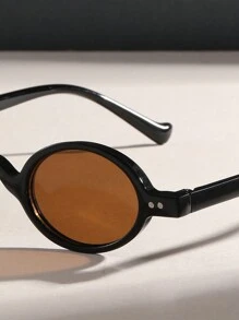 نظارات شمسية أنيقة بإطار أسود عدسات بنية بتصميم دائري بيضاوي كلاسيكي عصري، مثالية للحفلات والسفر والارتداء اليومي، إكسسوارات شاطئية للنساء، حفلات هالوين، نزهات العائلة، رحلات الصيف، السفر والعطلات