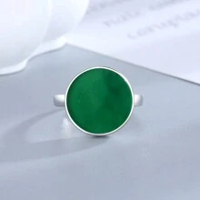 1pc Vintage Texture Natural Stone 15mm Round Center Ring - Round - View 10