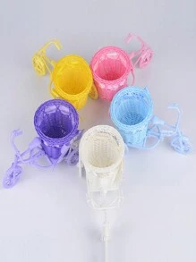 1 cestino per bicicletta intrecciato con fiori artificiali, cestino per l\"allestimento floreale, cestino portaoggetti, cestino decorativo, ornamento triciclo, decorazione domestica per piccola bicicletta - Multicolore - Visualizzare 2
