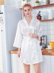 1 chiếc áo choàng phù dâu mùa xuân/hè dành cho nữ, áo choàng tắm thêu cho tiệc cưới, áo choàng dự tiệc cô dâu, áo choàng lễ cưới, đồ ngủ, trang trí nhà cửa và phòng tắm, đồ dùng học tập - trắng - Xem 3