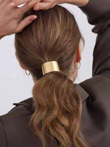 1pc Metal Buckle Hair Tie Ponytail Holder, Elegant And Simple,Gold Head Piece Hair Band Turban Headband Sweatband