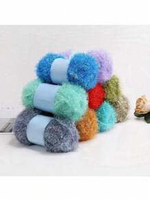 1pc Hand-Knitted DIY Doll Golden Silk Thread Bag - Colorful Glass Silk Woolen Thread - 1.7oz Summer, School