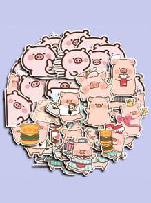 40pcs Lulu Pig Stickers For Christmas, Halloween, New Year, Cartoon, Vintage, European Style, Flowers, Plants, Animals, Back Patterns, Planner Decor, Creative Stationery, Office Supplies, Student Learning Materials, Party Gifts, Diy Paper Crafts, Explosion Boxes Back To School