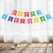 1set Gold Foil Happy Birthday Banner, Birthday Party Decorations, Triangle Flag Bunting For Party Props And Supplies,Christmas