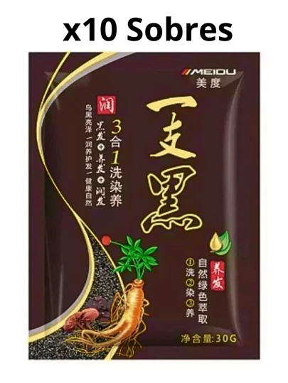 Shampoo Con Tinte De Jenjibre 10 Piezas En Distintos Colores Para Toda Ocasión Fórmula Natural Tiñe Sin Dañar Tú Cabello | Colores Disponibles: Borgoña o Vino, Rojo