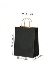 5 piezas/20 piezas Bolsas de regalo de papel Kraft con asas, bolsas de embalaje de regalo rectangular de unicolor minimalista, bolsas de transporte, adecuadas para fiestas, compras, Navidad y Día de San Valentín