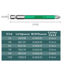 4入組防滑高硬度磁力批,手動鑽頭螺釘,十字電動螺絲刀鑽頭套件（50 65 70 90mm Ph2鑽頭） - 銀色 - 查看 4