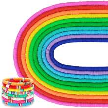 10入組隨機粉/白/灰6mm軟陶片珠,diy手鍊和項鍊製作必備材料 - 彩色 - 查看 22