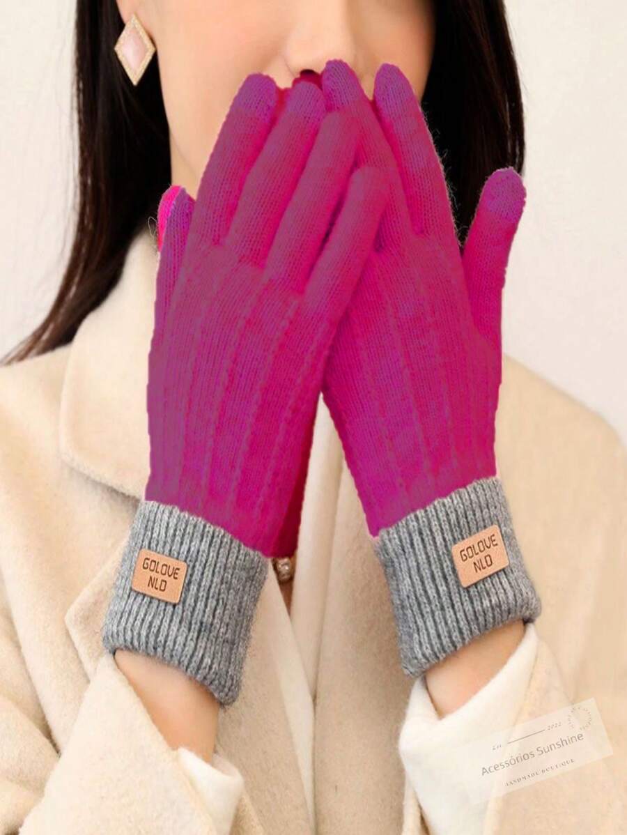 Women Full Finger Gloves - Hot Pink - View 1