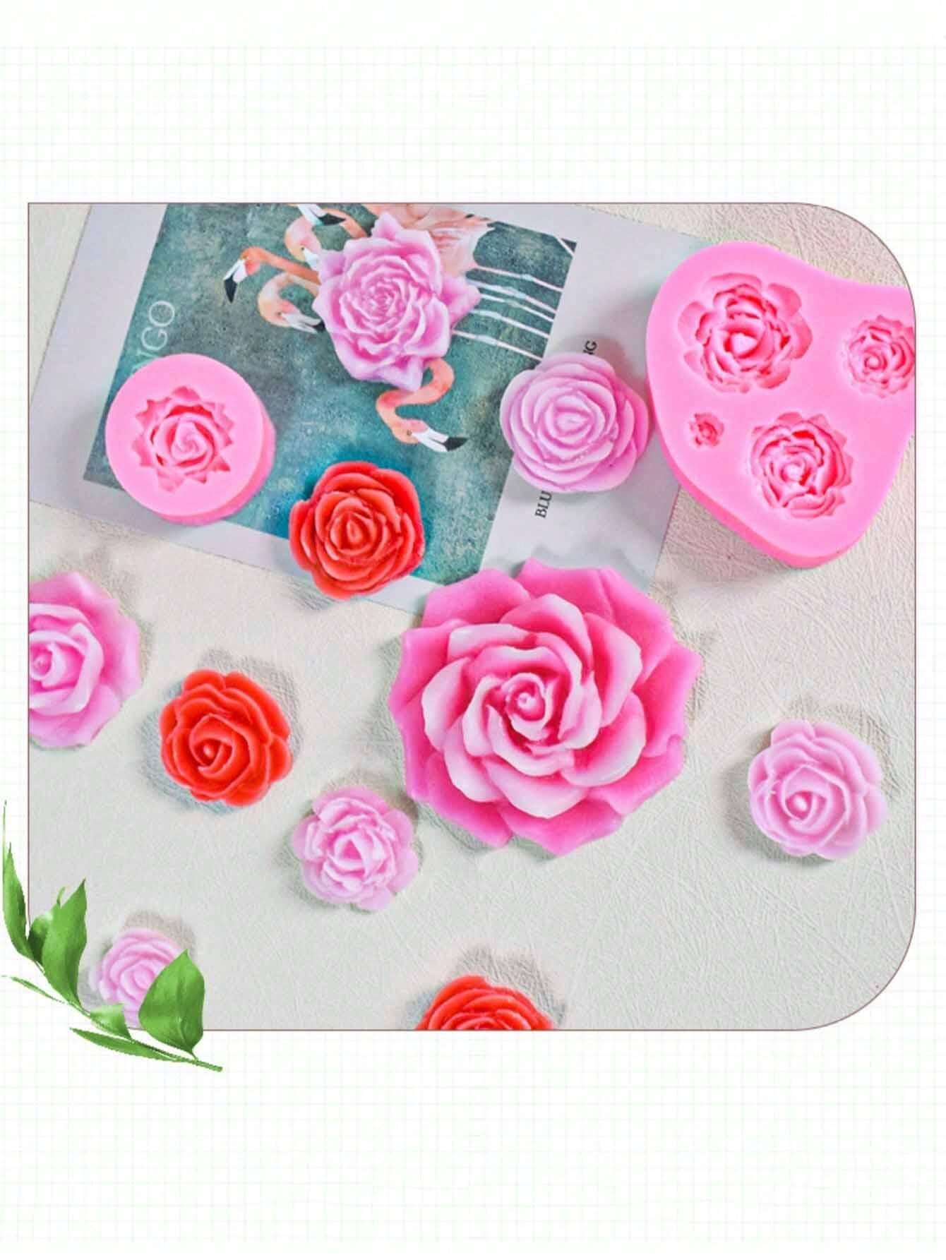 Stampi Silicone Per Candele Lot De 6 Moules Silicone Fleur - Pour Chocolat, Savon, Bougie - Forme Rose - Résistant à La Chaleur Fleur De Savon