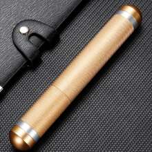 1pc Round Aluminum Alloy Cigar Tube Portable Sealed Waterproof Cigar Humidor - Gold - View 5