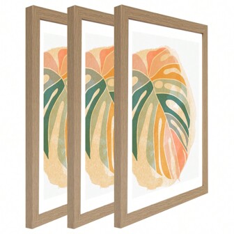 3pcs Wood-Colored Photo Frame, Multi-Sized Picture Frame Without Photo Paper, Wall And Desktop Display Frames, For Desktop, Birthday Party, Home Living Room And Office Art Decor, Festival Gift