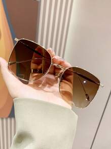 Square Oversized Metal Frame Sunglasses, Classic Design, Fashionable, For Outdoor Travel, Beach Vacation, Uv Protection Sunglasses Beach Sun Glasses Beach Accessories For Women Sun Glasses Sunglasses Shades Basics And Suit For Sweater Jeans Sweatpants Hoodie Jackets Dress And Long Sleeve Shirt Fashionable Shade Elegant Outfit Family Outings Travel Vacation Holiday For Summer Beach Vacation,Outdoor,Travel