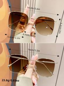 Square Oversized Metal Frame Sunglasses, Classic Design, Fashionable, For Outdoor Travel, Beach Vacation, Uv Protection Sunglasses Beach Sun Glasses Beach Accessories For Women Sun Glasses Sunglasses Shades Basics And Suit For Sweater Jeans Sweatpants Hoodie Jackets Dress And Long Sleeve Shirt Fashionable Shade Elegant Outfit Family Outings Travel Vacation Holiday For Summer Beach Vacation,Outdoor,Travel