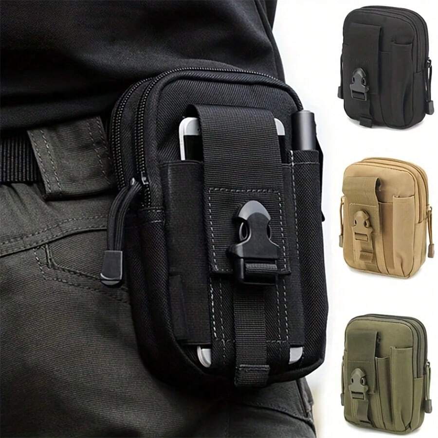 1入組男士戰術腰包,便攜式小臀包,迷彩手機工具收納盒,適用於戶外露營或徒步旅行