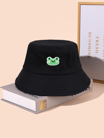 卡通青蛙貼布裝飾漁夫帽