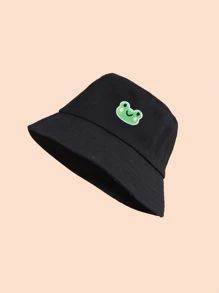 Sombrero cubo de rana de dibujos animados con diseño de parche