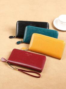 防RFID、分離式手把防水皮革女士長錢包拉鍊式信用卡/身份證/現金/護照多功能ID窗口極簡風格大容量生日禮物教師禮物母親節情人節周年慶通勤新手和白領工人用於女孩、淑女、女人商務休閒 - 黃色 - 查看 7