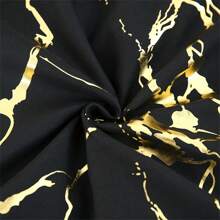 1pc Polyester Fiber Gold Stamping Black Marble Pattern Single Quilt Cover, Suitable For All Seasons In The Bedroom - Black - View 6