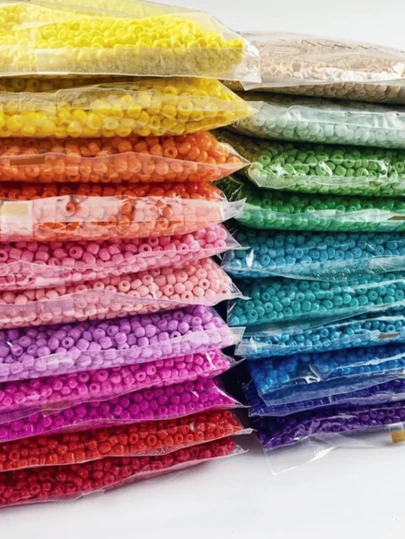 Miçangas Micangão 4mm (6/0) kit com 20 pacotes x 220 peças - Total 4.400 PCs Artesanato DIY Handmade Customização Laços Acessórios Pulseiras