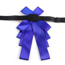1pc Men Formal Long Fashion Luxury Black Diamond Hollowed-Out Lace Bow Tie Groomsmen Wedding Party Tuxedo Accessory With English Boutonniere - Multicolor - View 5